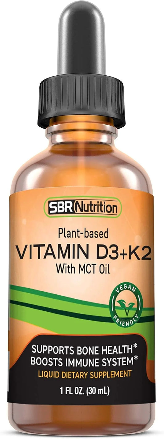 Vegan Vitamin D3 + K2 (MK-7) Liquid Drops with MCT Oil, Peppermint Flavor, Helps Support Strong Bones and Healthy Heart - ...