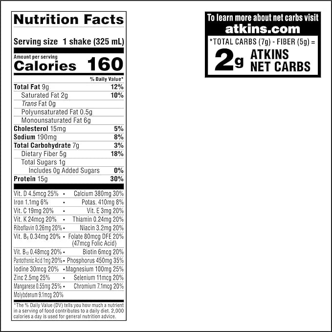 Atkins Creamy Cinnamon Swirl Protein Shake, 15g Protein, Low Glycemic, 2g Net Carb, 1g Sugar, Keto Friendly, 12 Count - Pr...
