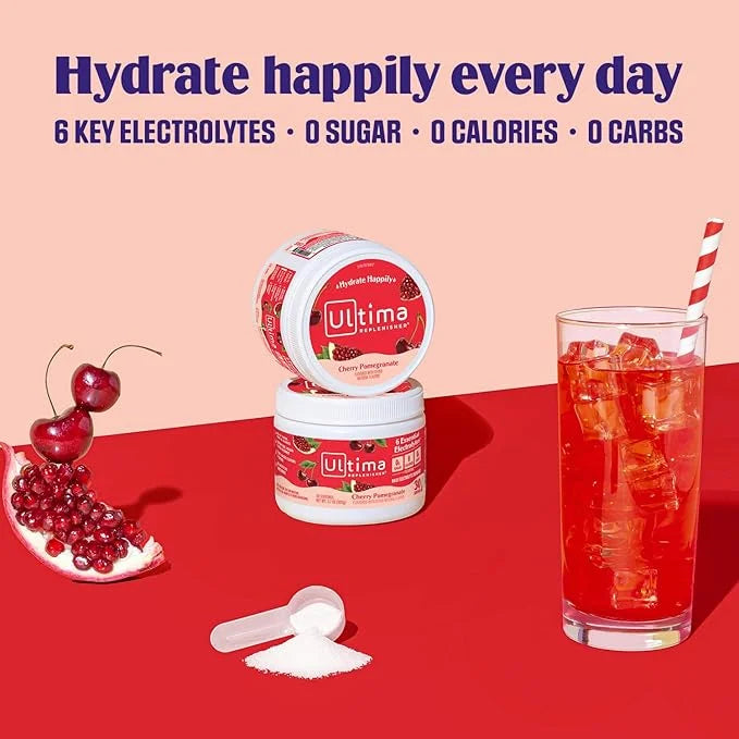 Ultima Replenisher Daily Electrolyte Powder Drink Mix – Cherry Pomegranate, 30 Servings – Hydration Powder with 6 Electrol...