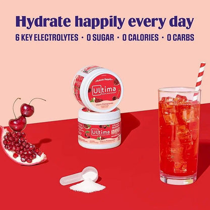 Ultima Replenisher Daily Electrolyte Powder Drink Mix – Cherry Pomegranate, 30 Servings – Hydration Powder with 6 Electrol...