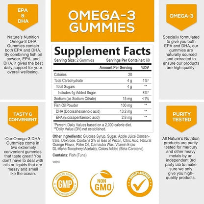 Omega 3 Fish Oil Gummies, Heart 3 Gummy 3 Fish 120 Gummies