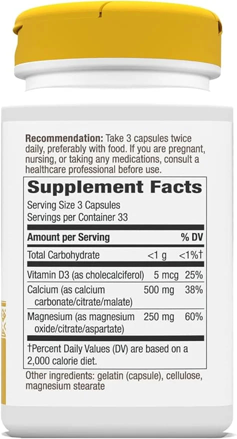 Nature's Way Calcium-Magnesium-Vitamin D Capsules, Supports 100 Capsules