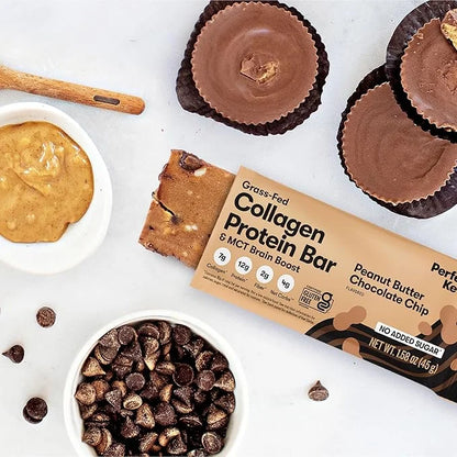 Perfect Keto Collagen Protein Bar, Gluten Free Grass Fed Collagen + MCT Oil, Low Carb, No Sugar Added, High Protein Snacks...