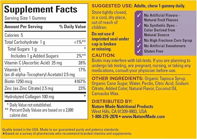 Nature Made Collagen Gummies with Vitamin 60 Gummies, 60 Day