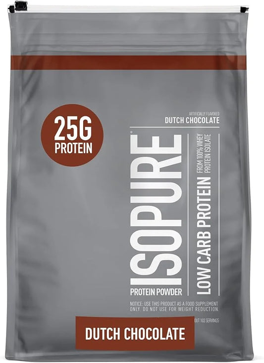 Isopure Low Carb 100% Pure Whey Isolate Protein Powder, Lactose Free, Gluten Free, With Vitamins, Dutch Chocolate, 25g Pro...