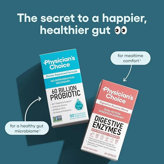 Physician's CHOICE Probiotics 60 Billion CFU - 10 Strains + Organic Prebiotics - Immune, Digestive & Gut Health - Supports...