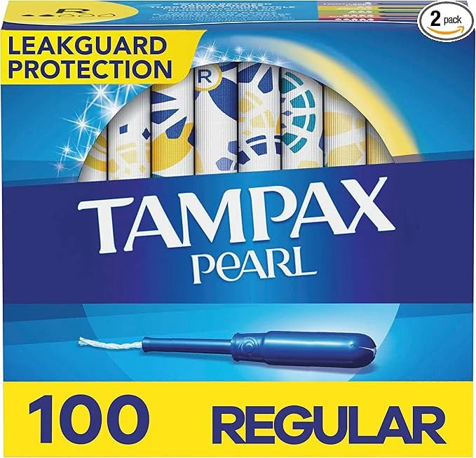 Tampax Pearl Tampons Regular Absorbency, 50 Count 2 Packs (100 Count