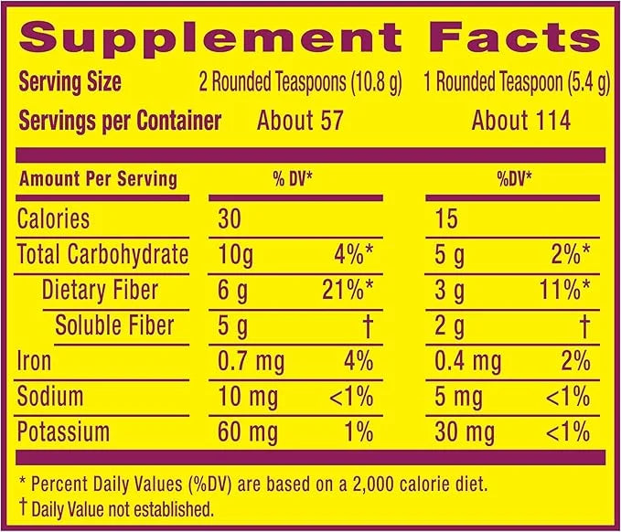 Metamucil, Unflavored Psyllium Husk Powder Fiber 4-in-1 Psyllium #1 Doctor 114 teaspoons