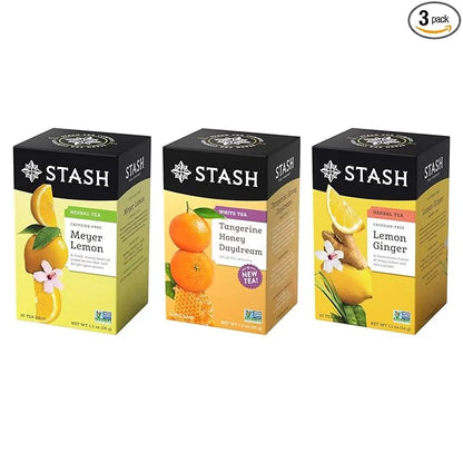 Stash Tea Bright Citrus Tea Sampler - Assortment of Caffeinated and Decaf Teas, Including Lemon Ginger, Meyer Lemon and Ho...