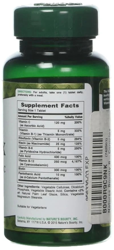 Nature's Bounty B-Complex With Folic Acid 125 Tablets