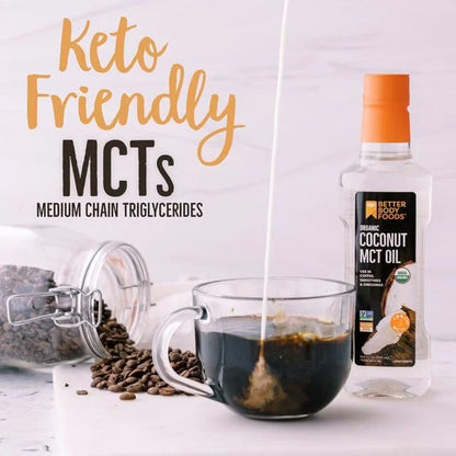 BetterBody Foods Organic Coconut MCT Oil - Energy Boosting- Keto-Friendly - C8 & C10 - Gluten Free - 16.9 oz - Product Image