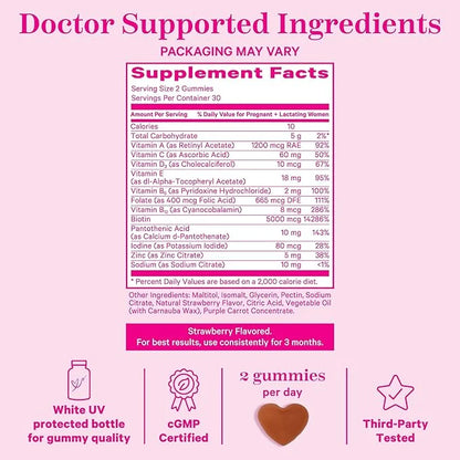 Pink Stork Postpartum Hair Loss Gummies B6 & B12 for 60 Gummy