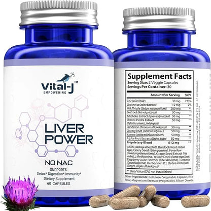 21-in-1 Liver Support Supplement, Liver Cleanse 60 Capsules