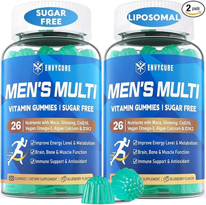 Multivitamin for Men Gummies, Vitamins A D3 K2 K2 E 3, CoQ10, CoQ10, Calcium, 120 Cts