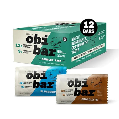 Obi Bar Sampler - Protein and Oat Fiber Bar | All Natural | Subtle and Lightly Sweet Taste | Meal Bar | Heart and Gut Heal...