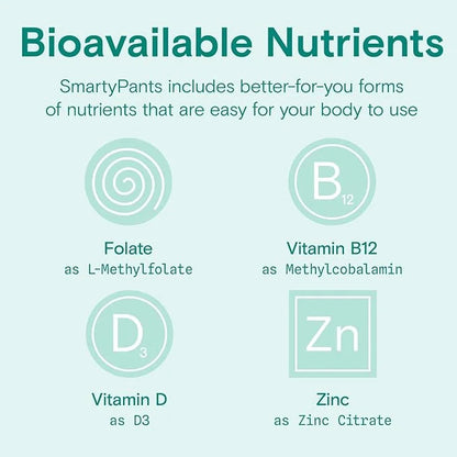 SmartyPants Organic Prenatal Vitamins for Women, 3 (ALA), D3, C, B12, B6, B6, Vitamin K2 & 120 Count (30 Day