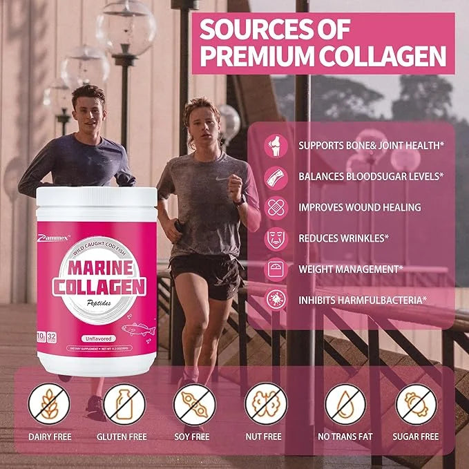 Zammex Marine Collagen Peptides, Non-GMO Wild 1 & 3) for 32 Servings