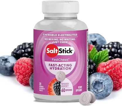 SaltStick Electrolyte FastChews - Mixed Berry Chewable Electrolyte Tablets - Salt Tablets for Runners, Electrolyte Chews f...