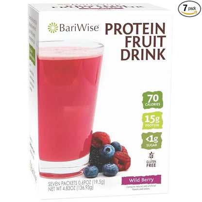BariWise Protein Fruit Drink, Wildberry, Low Sugar, Gluten Free, Keto Friendly & Low Carb (7ct) - Product Image