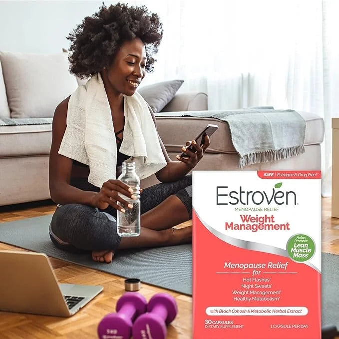Estroven Weight Management for Menopause Relief - 60 Ct. - Clinically Proven Ingredients Help Manage Weight, Provide Night...