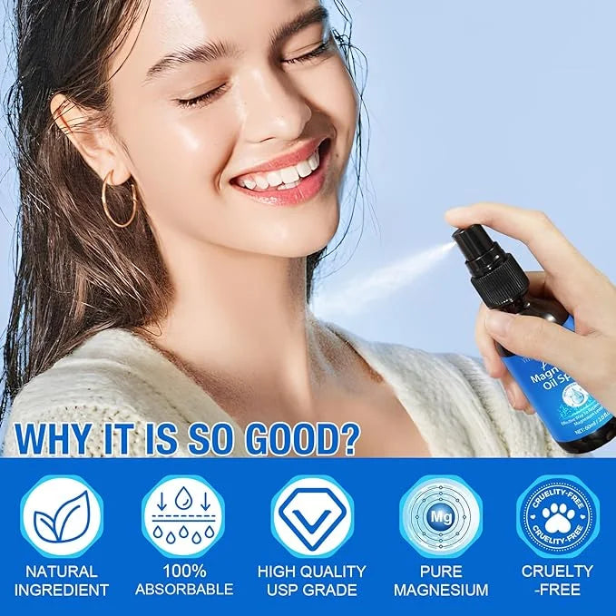 Pure Magnesium Oil Spray Organic Natural Magnesium Spray Glass Bottle, Easy to Absorb and Use, Magnesium Oil Spray for Fee...