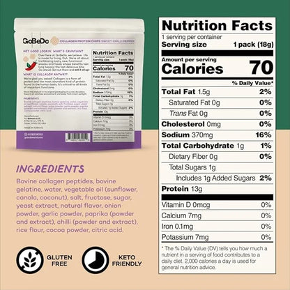 10-Pack Collagen Protein Chips - Sweet Chilli Pepper & Tomato Basil Flavors - 13g Protein Per Bag, GMO-Free, Gluten-Free, ...