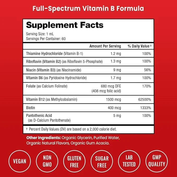 NutraChamps Vitamin B Complex Liquid Drops | B Vitamins Complex Supplement with B1, B2, B3, B6, B7, B9 & Methyl B12 Drops ...
