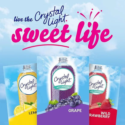 Crystal Light Grape Naturally Flavored Powdered Drink Mix with Caffeine, 120 ct Pack, 4 Boxes of 30 On-the-Go Packets - Pr...