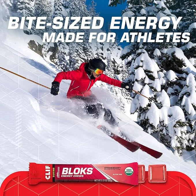 CLIF BLOKS - Strawberry Flavor - Energy Chews - Non-GMO - Plant Based - Fast Fuel for Cycling and Running - Quick Carbohyd...