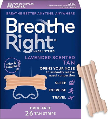 Breathe Right Nasal Strips Lavender Scent 26ct (packaging