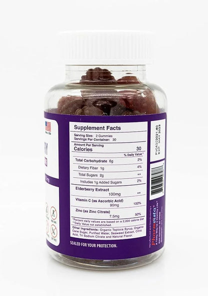 Elderberry Gummies 100mg with Vitamin C 7% Anthoycyanin 60 Count
