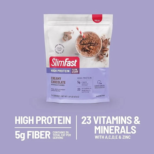 SlimFast High Protein Meal Replacement Powder, Advanced Nutrition Smoothie Mix with Vitamin and Mineral Blend, Gluten Free...