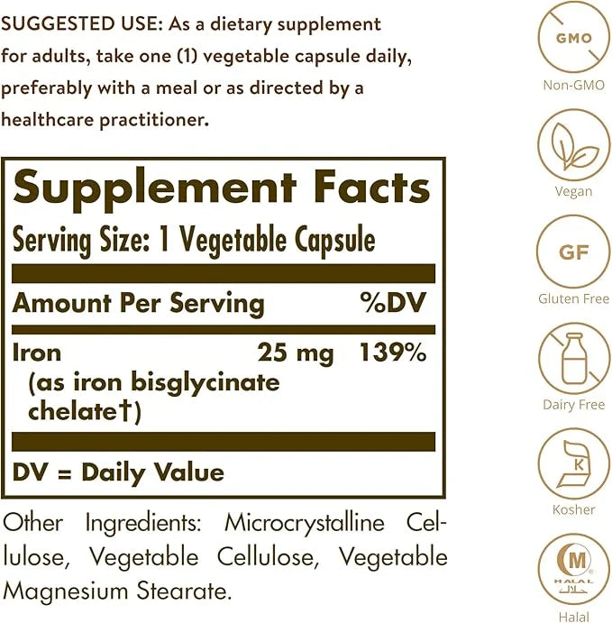 Solgar Gentle Iron - Ideal for Sensitive StomachsRed Blood Cell Supplement, , Non Constipating & GMO, Vegan, Gluten & Dair...