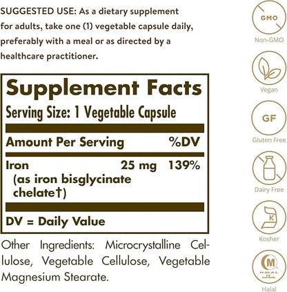 Solgar Gentle Iron - Ideal for Sensitive StomachsRed Blood Cell Supplement, , Non Constipating & GMO, Vegan, Gluten & Dair...