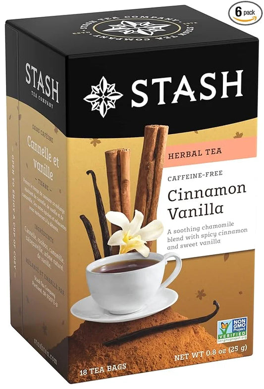 Stash Tea Cinnamon Vanilla Herbal Tea - Naturally Caffeine Free, Non-GMO Project Verified Premium Tea with No Artificial I...
