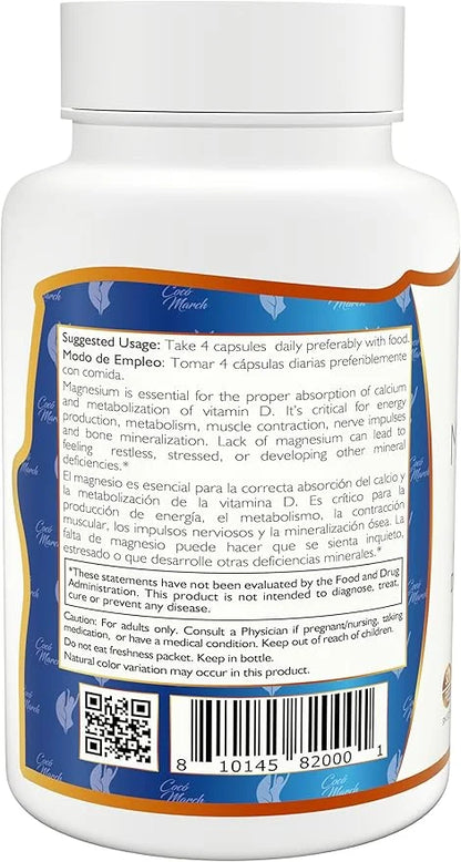 Coco March Magnesium Citrate - Relaxation- Sleep - Nervous & Digestive System Support, Gluten Free, Soy Free, Dairy Free, ...