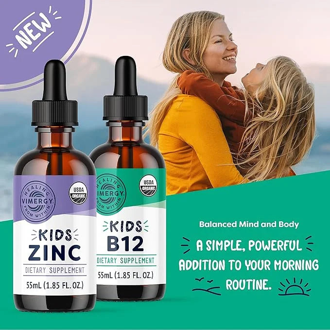 Vimergy Kids Organic Liquid B12 – Promotes Physical Development & Cognitive Function* – Fast-Absorbing Immune Support* – U...