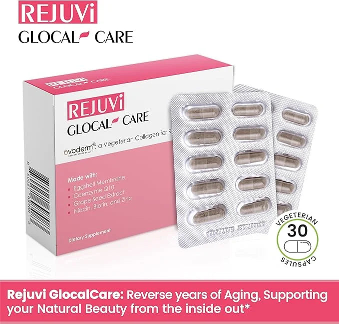 GlocalCare Rejuvi Skin Rejuvenation - Collagen Synthesis, Anti-Wrinkles with Ovoderm, Grape Seed Extract, Coenzyme Q10, Fo...