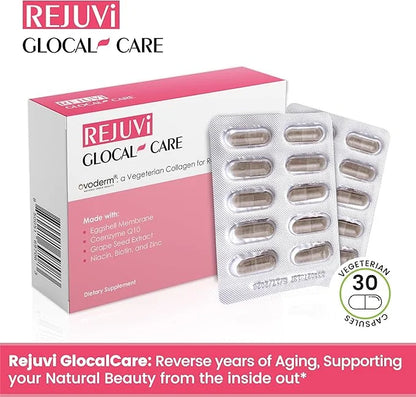 GlocalCare Rejuvi Skin Rejuvenation - Collagen Synthesis, Anti-Wrinkles with Ovoderm, Grape Seed Extract, Coenzyme Q10, Fo...