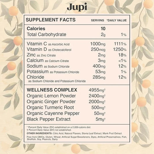 Hydration & Wellness Powder – Turmeric Shots, Ginger Shots, Vitamin C Supplement for Energy, Immune Support & Digestive He...