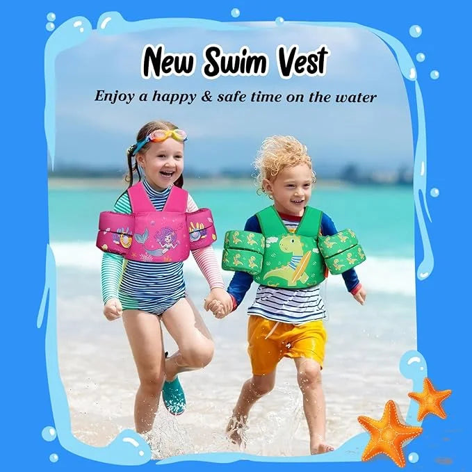 Moko Toddler Swim Vest for Kids, 20-50 lbs/22-66 lbs Clearance Swim Arm Band Cartoon Swimming Wings Pool Float Vests Sleev...