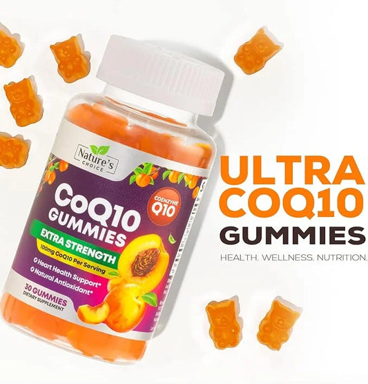 CoQ10 100mg Gummies 3X Better Q10 Vitamins, 10 Supplements, 30 CoQ10 CoQ10 Gummies