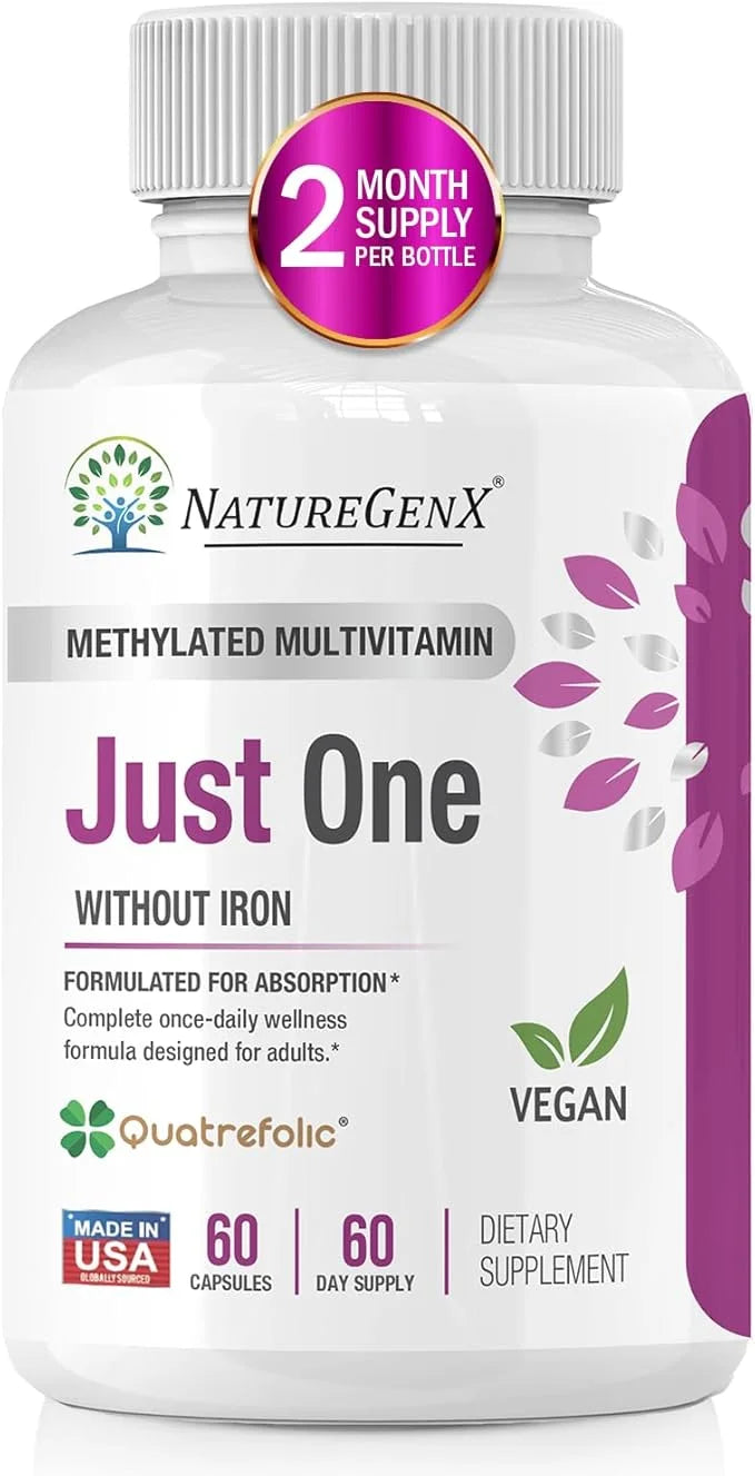 Just One Daily Methylated Multivitamin 60 Caps B12, Methylfolate 2 Months