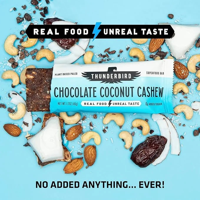 Thunderbird Bars Energy Snack, Gluten-Free Healthy Protein, Real Food, Vegan Paleo, No Added Sugar, Chocolate Coconut Cash...