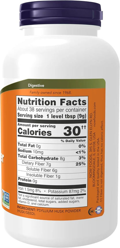 NOW Supplements, Psyllium Husk Powder, Non-GMO 12-Ounce