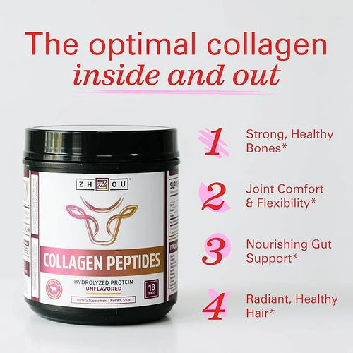 Zhou Collagen Peptides Hydrolyzed Protein Powder Non-GMO,18 Ounce