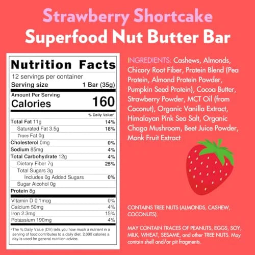 Vegan Superfood Protein Bars, by B.T.R. - Keto, Plant Based, and Gluten Free | 12 Bars | Low Carb, Sugar Alcohol Free, & B...