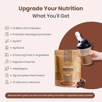 UpNourish Chocolate Vegan Protein Powder 54 Superfoods Powder,1.5 Billion CFU Probiotics 21g Plant Based Protein,No Sugar ...