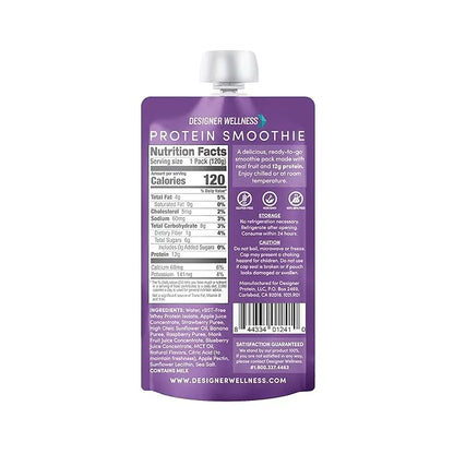 Designer Wellness Protein Smoothie, Real Fruit, 12g Protein, Low Carb, Zero Added Sugar, Gluten-Free, Non-GMO, No Artifici...
