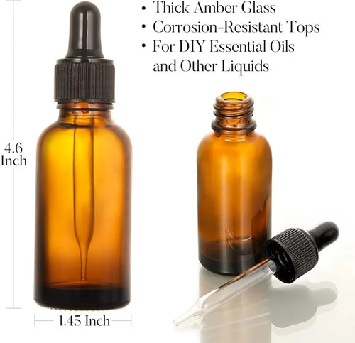 4 Pack, 2 oz Dropper Bottles with 2pcs Glass Pipettes(1ml) - Essential Oils Bottles for Health, Personal Care & Beauty - 6...